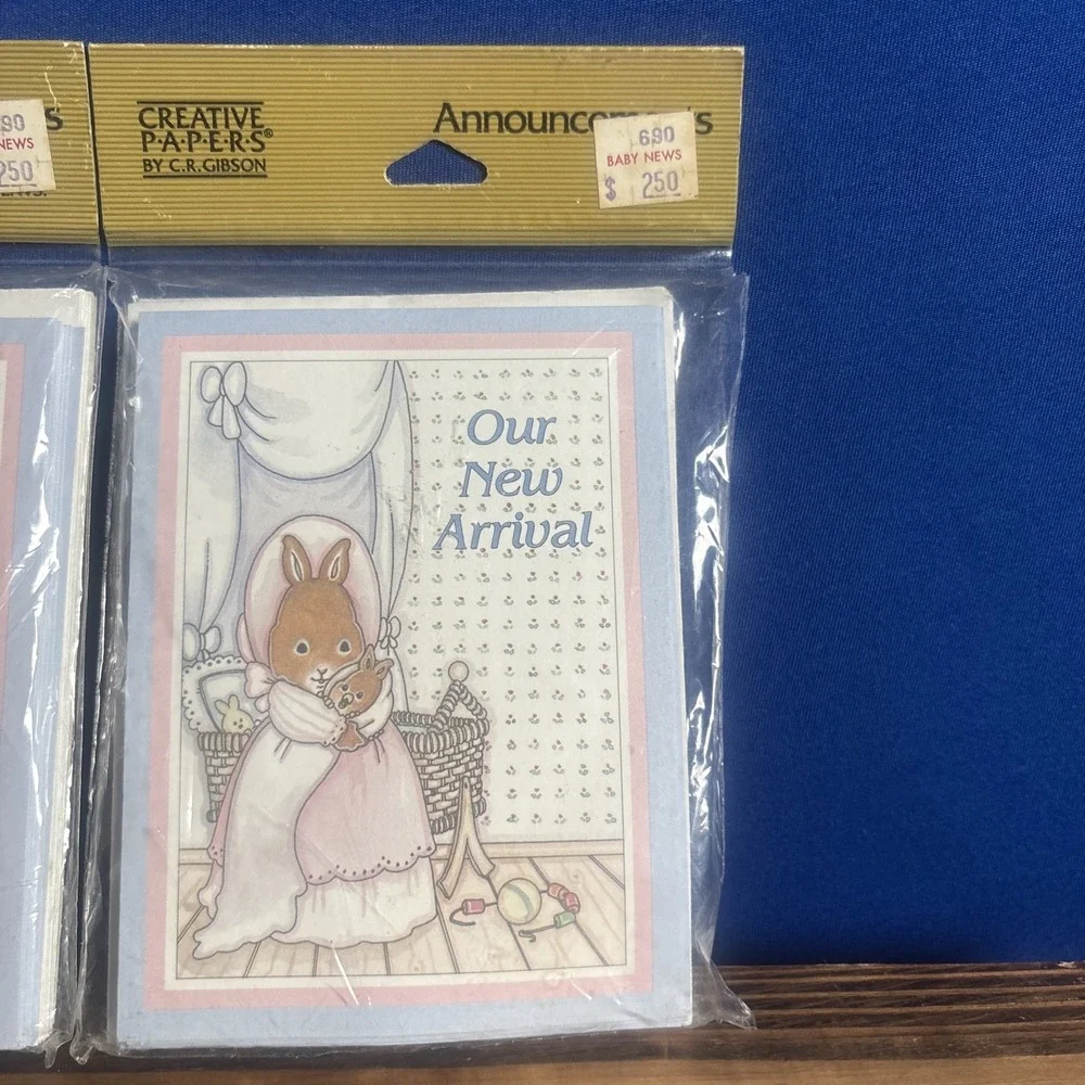 Vintage Baby Birth Announcements (our New Arrival) Gibson Bunnies Lot of 16 New